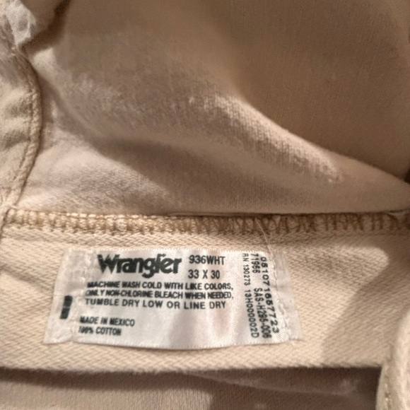 Wrangler 936 Slim Fit Cowboy Cut Jeans White 33x30 RN 130273 Vintage - Picture 5 of 8